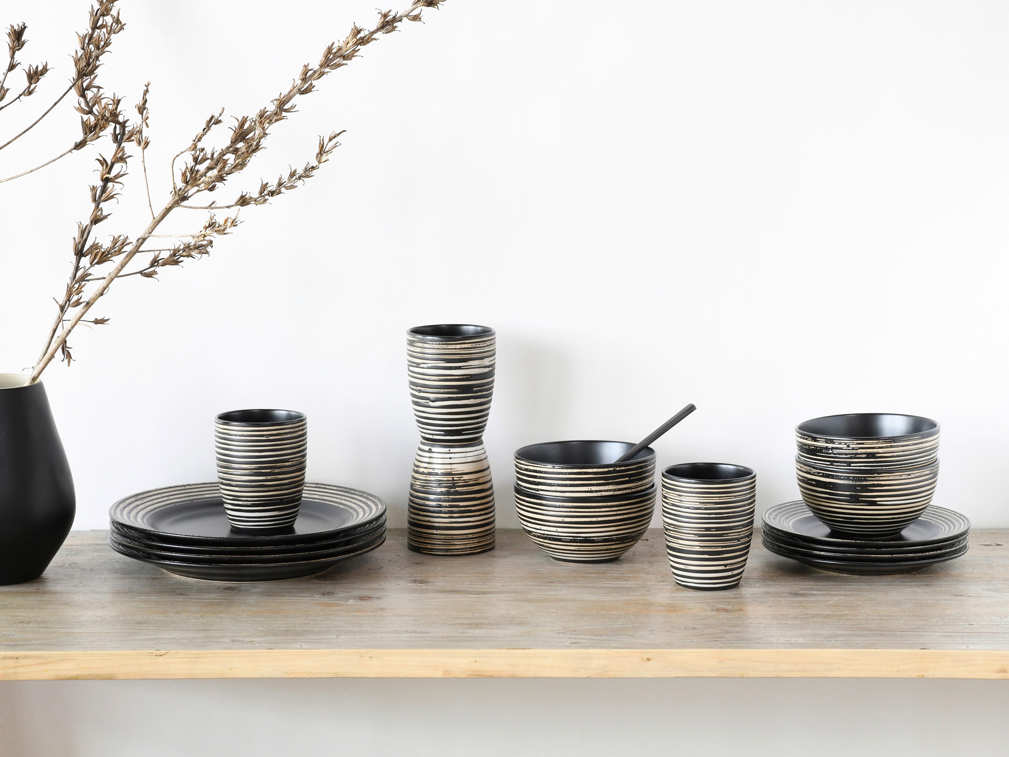 Kombinovaná souprava 16- dílná, černá/béžová - černá/béžová, keramika (37/25,5/31,5cm) - Creatable