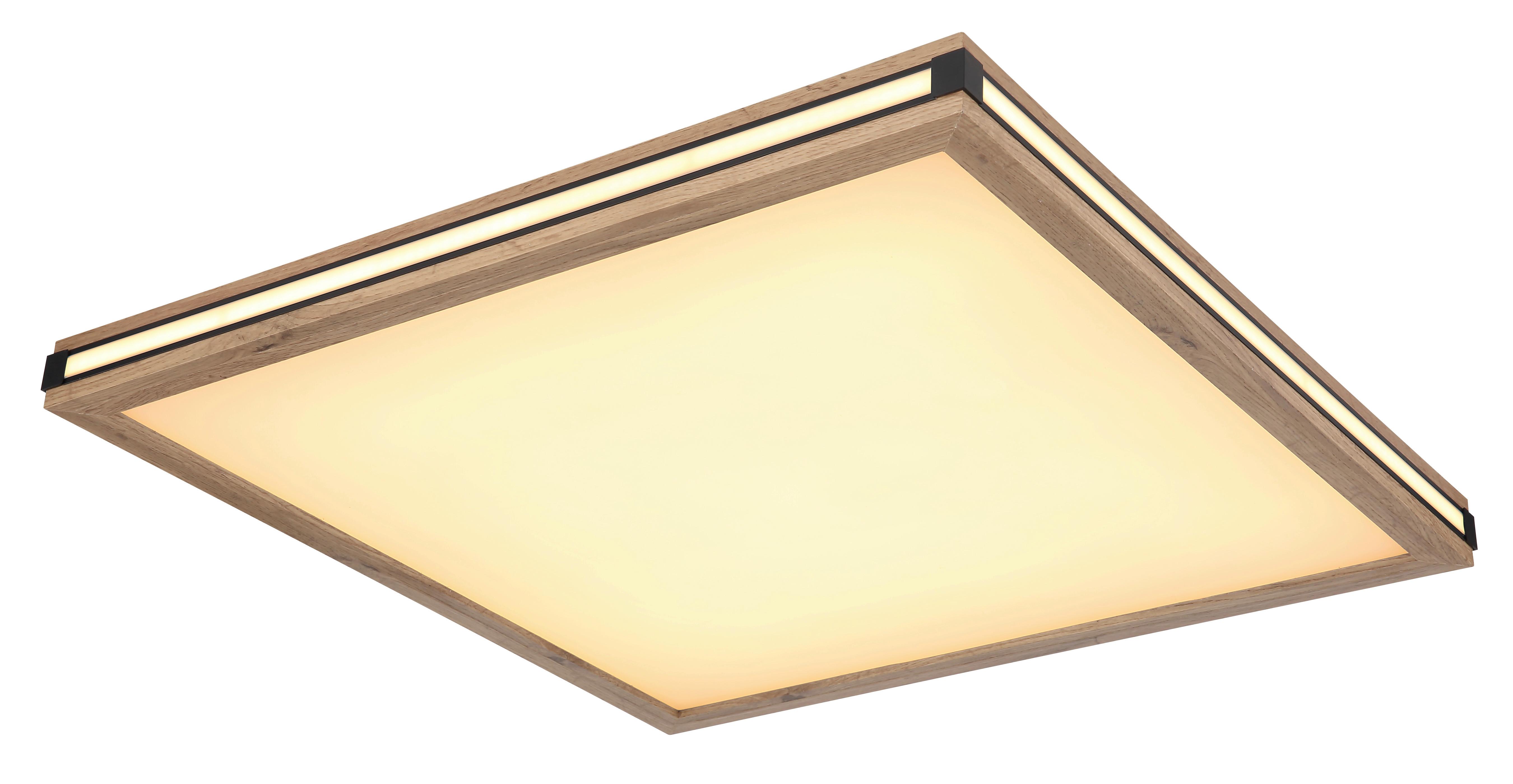 LED-Deckenleuchte 41589d3 - Dunkelbraun/Opal, Natur, Holzwerkstoff/Kunststoff (60/60/7,5cm) - Globo