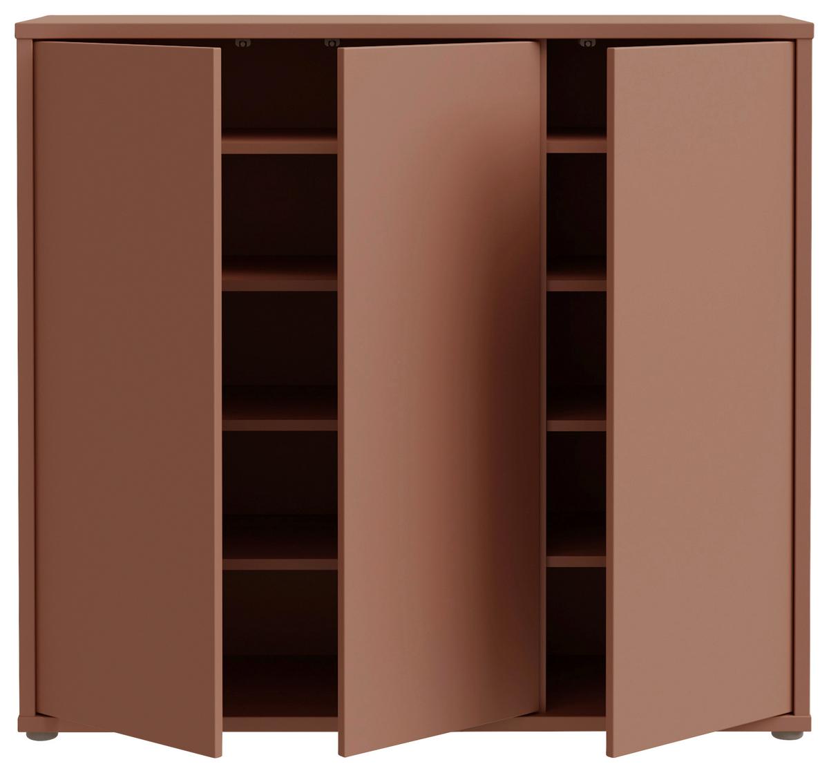 Skriňa na topánky ALICE terracotta - sivá/terakotová, Modern, kompozitné drevo/plast (109,2/99,1/34,9cm)