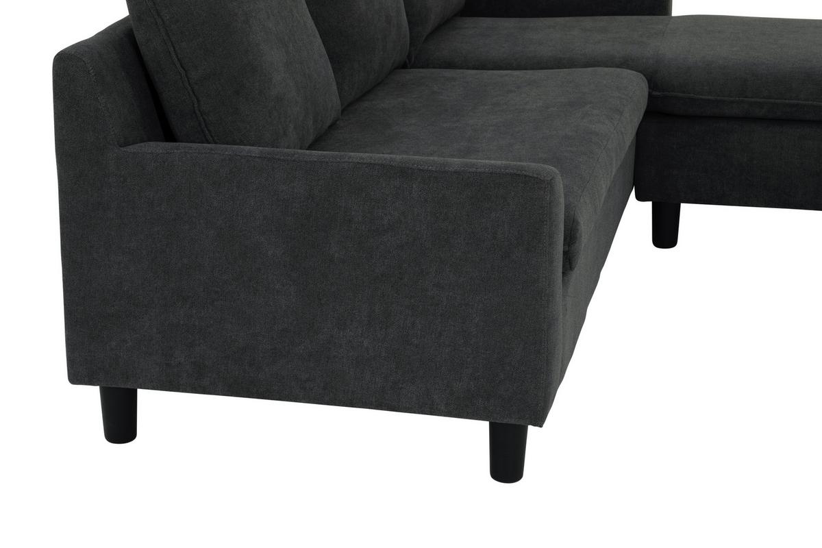Ecksofa Milly - Dunkelgrau/Schwarz, MODERN, Textil (207/138cm) - P & B