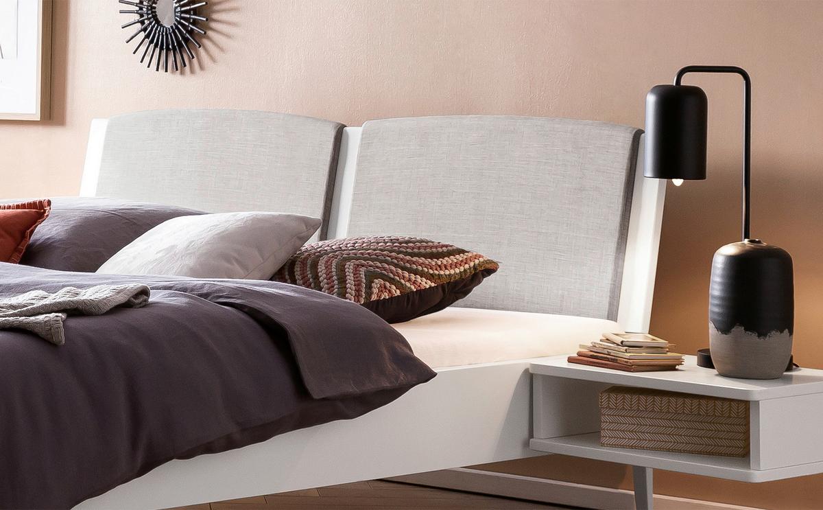 Bett Pistoia, Weiß 140x200 Cm - Hellgrau/Weiß, KONVENTIONELL, Holzwerkstoff/Textil (140/200cm) - Hasena