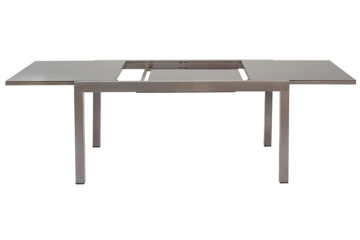 Gartentischgruppe Tinetto 5--Teilig. Aus Aluminium - Taupe/Braun, KONVENTIONELL, Glas/Textil - Gardenson