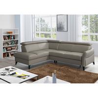 Ecksofa Note New Teilleder Schlammfarben 199x244 - Schlammfarben/Schwarz, Design, Leder/Textil (199/244cm) - Livetastic