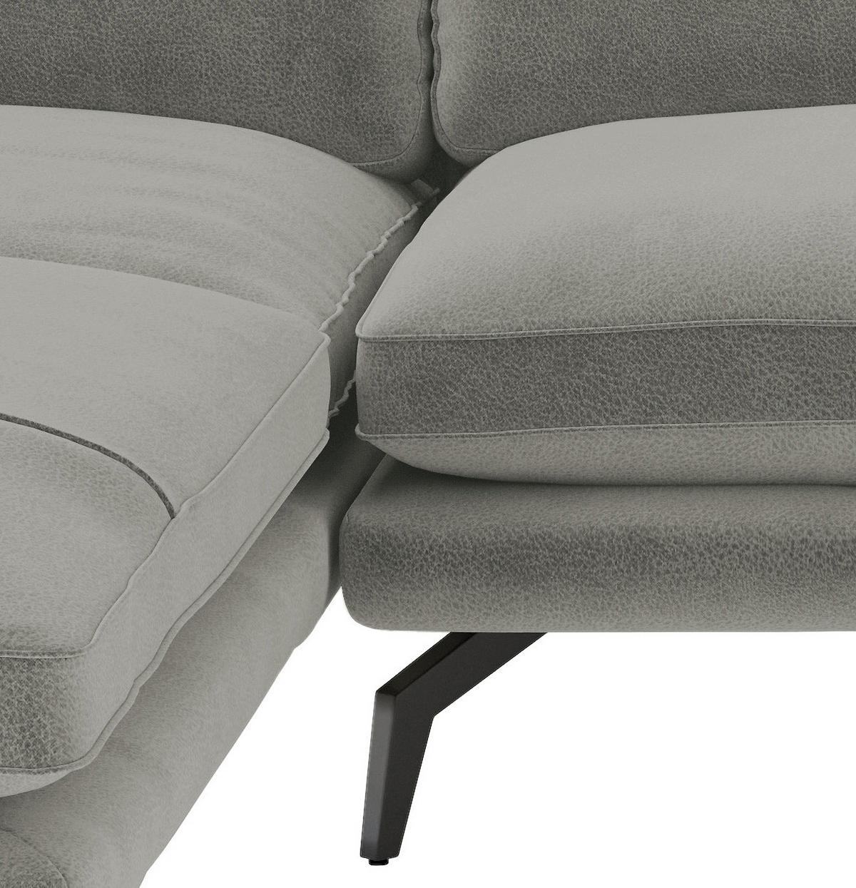 Ecksofa Bali - Champagner/Schwarz, Design, Textil (202/250cm) - Livetastic