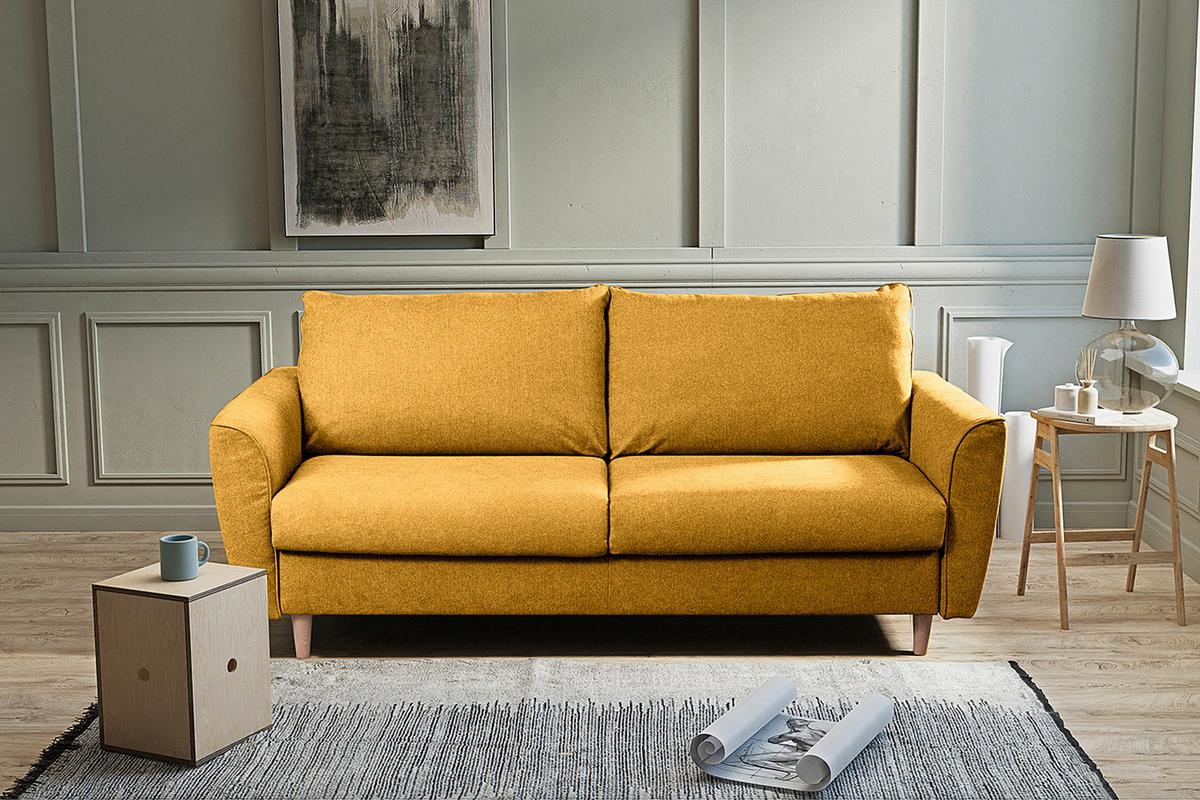 Schlafsofa Winter Senfgelb B: 195 cm - Buchefarben/Senfgelb, Design, Textil (195/90/102cm) - Livetastic