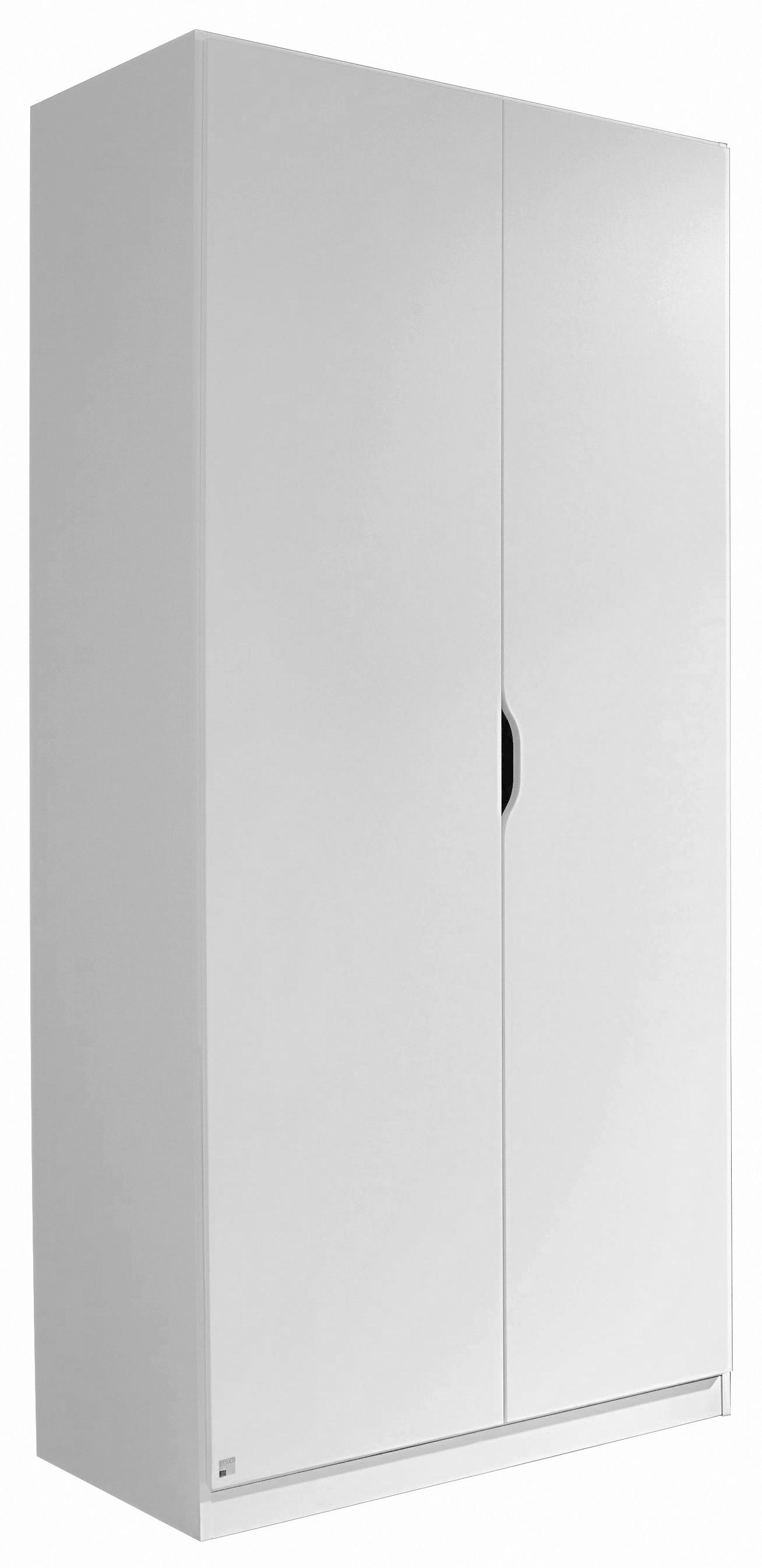 Drehtürenschrank grifflos 91cm Freising, Alpinweiß Dekor