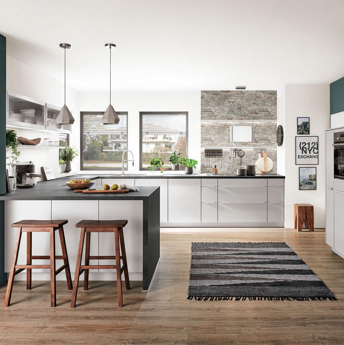 Einbauküche Fontana Frei Planbar Modernes Design - Anthrazit/Weiß, MODERN, Holzwerkstoff - Vertico