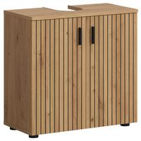 Waschbeckenunterschrank Mone Eiche Artisan B: 60cm - Schwarz/Eiche Artisan, Basics, Holzwerkstoff (60/59/30cm) - MID.YOU
