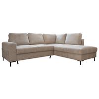Sedačka LEONIE L, pravá, béžový menčester - čierna/béžová, Design, kov/drevo (237/197cm)