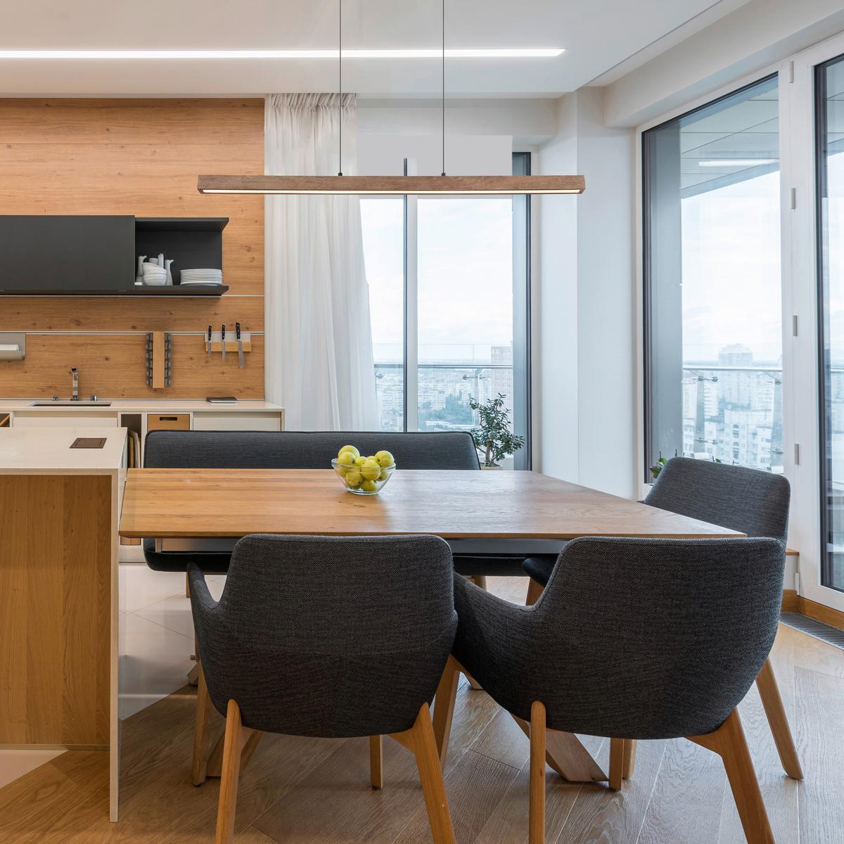 Led-hängeleuchte 17015 - Dunkelbraun/Opal, Natur, Holz/Kunststoff (115/4,5/150cm) - Globo