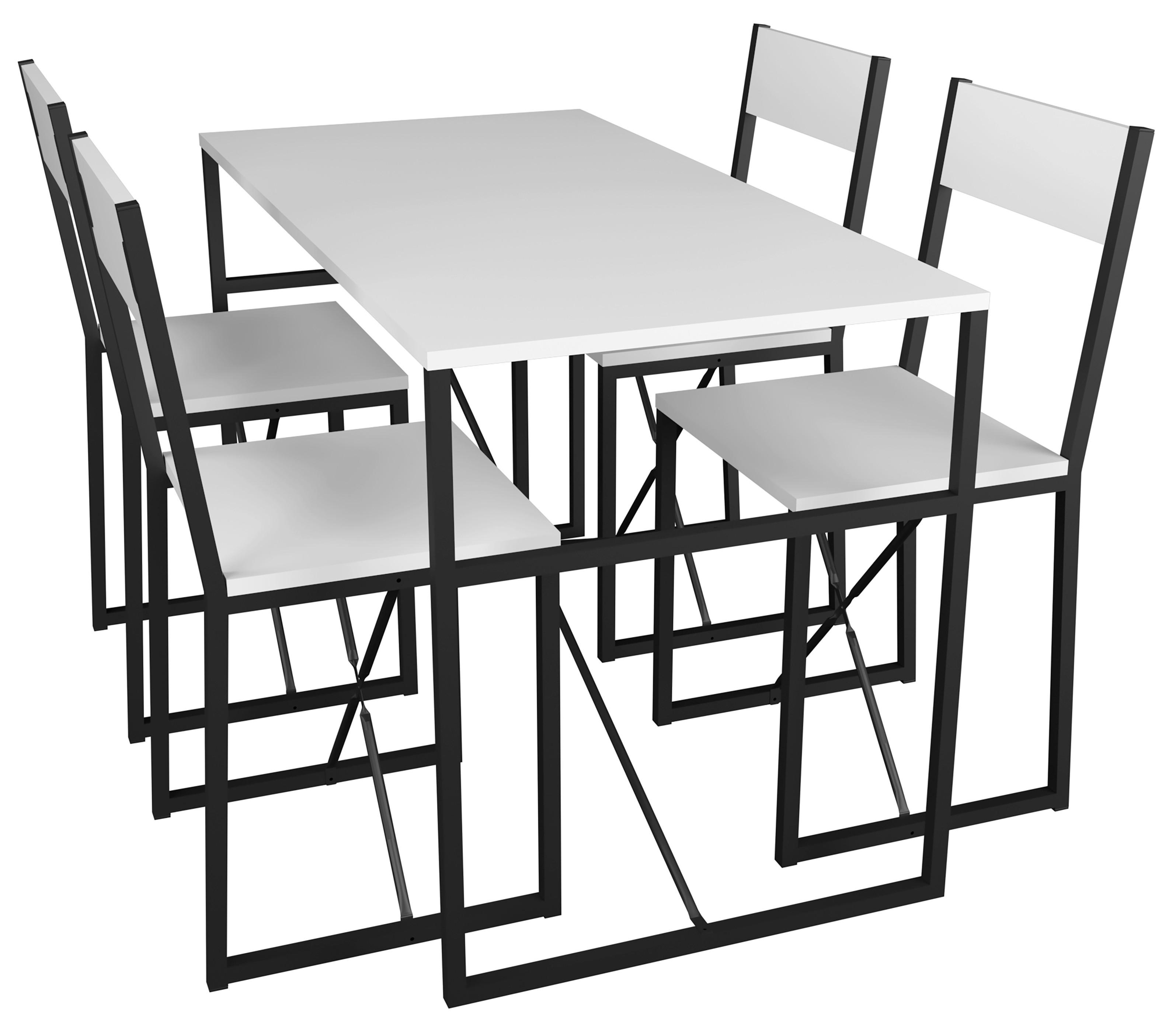 Esstisch Insasi Schwarz, Weiß L: 120 cm - Schwarz/Weiß, Design, Holzwerkstoff/Metall (120/52,7/84,7cm) - MID.YOU