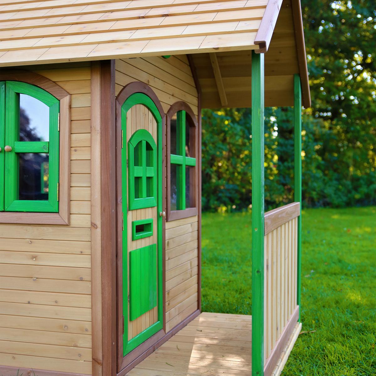 Spielhaus Alex Braun/grün B: 137 Cm - Braun/Grün, KONVENTIONELL, Holz (137/178/191cm) - Ambia Garden