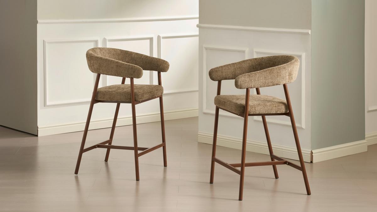 Barhocker Flora Braun/Walnussfarben B: 53 cm - Walnussfarben/Braun, MODERN, Holz/Textil (53/93/55cm) - Livetastic