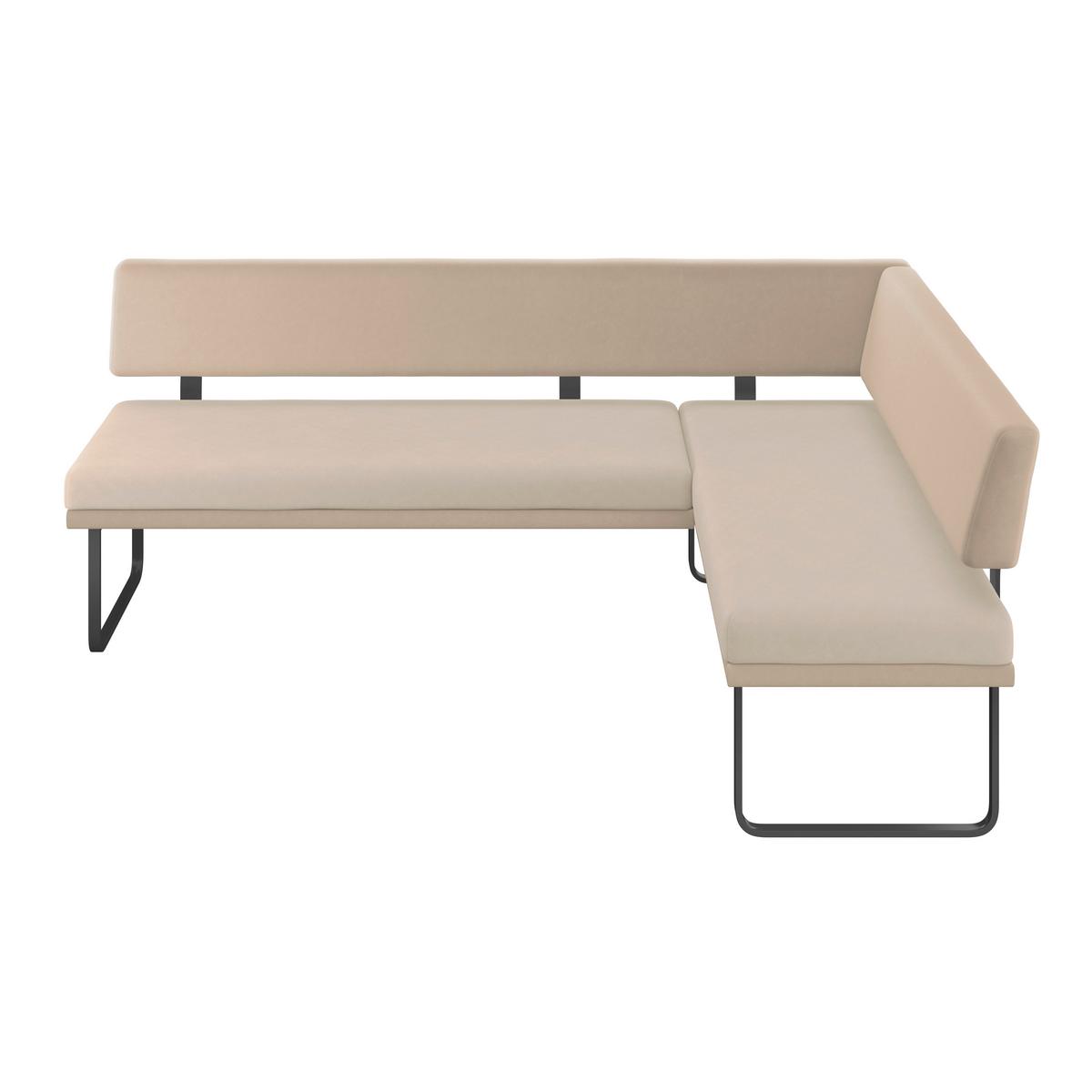 Eckbank Kian Webstoff Creme, S: 233x164cm - Creme/Schwarz, Trend, Textil/Metall (233/164cm)