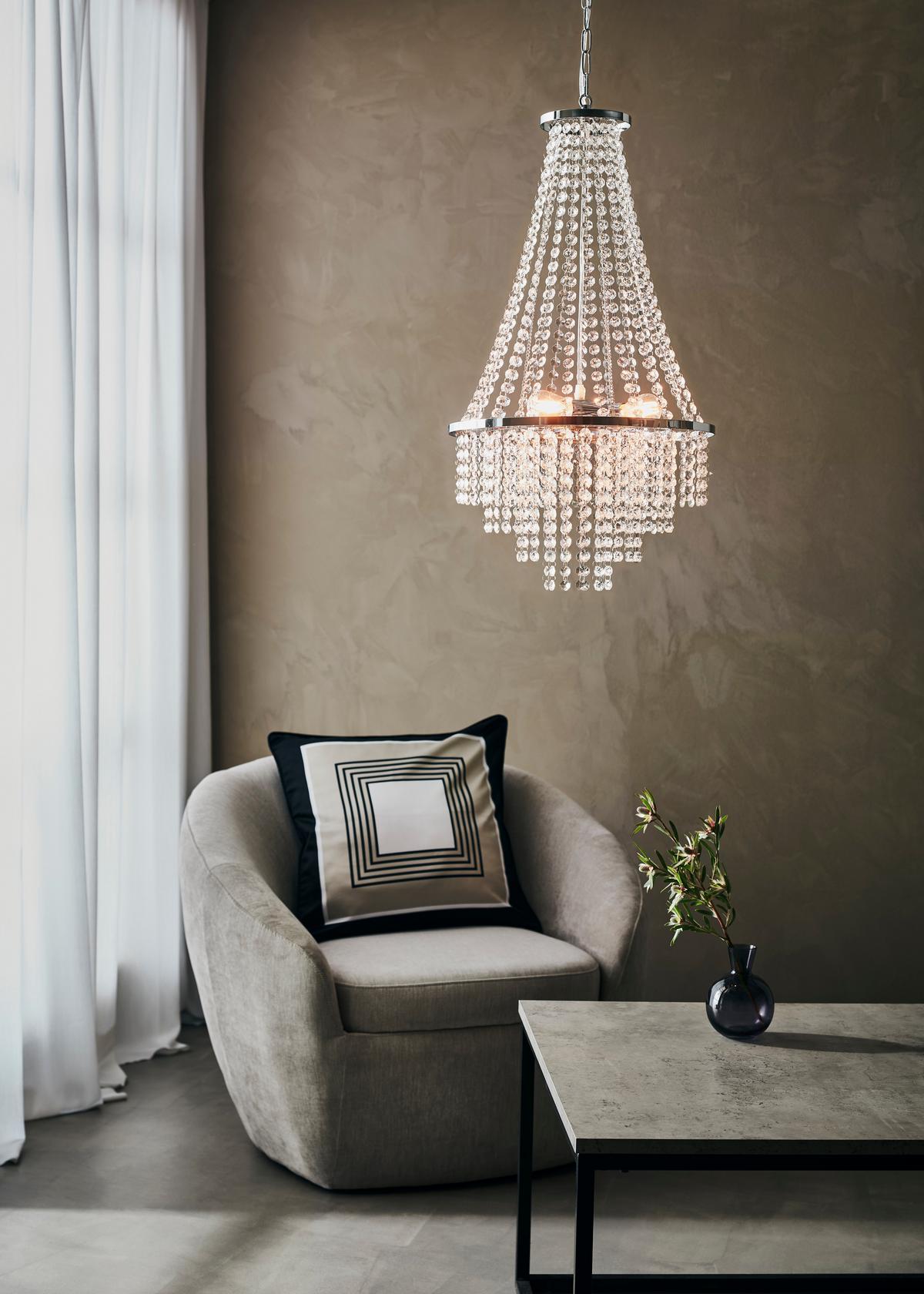 Kronleuchter Klar, Chrom, 25w - Klar/Chromfarben, Basics, Glas/Metall (38/68cm) - Markslöjd