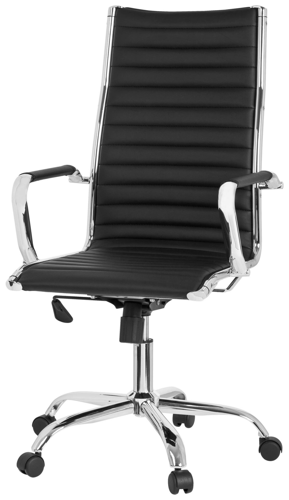 Bürostuhl Vermona Schwarz bis 110 kg - Silberfarben/Schwarz, Basics, Kunststoff/Textil (54/117/43cm) - MID.YOU