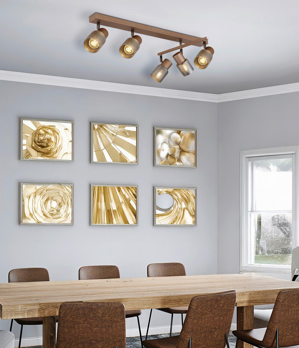 Strahler Exkl. 5xe14, 40w - Schwarzchrom/Braun, LIFESTYLE, Glas/Metall (85/49,5/12cm) - Globo