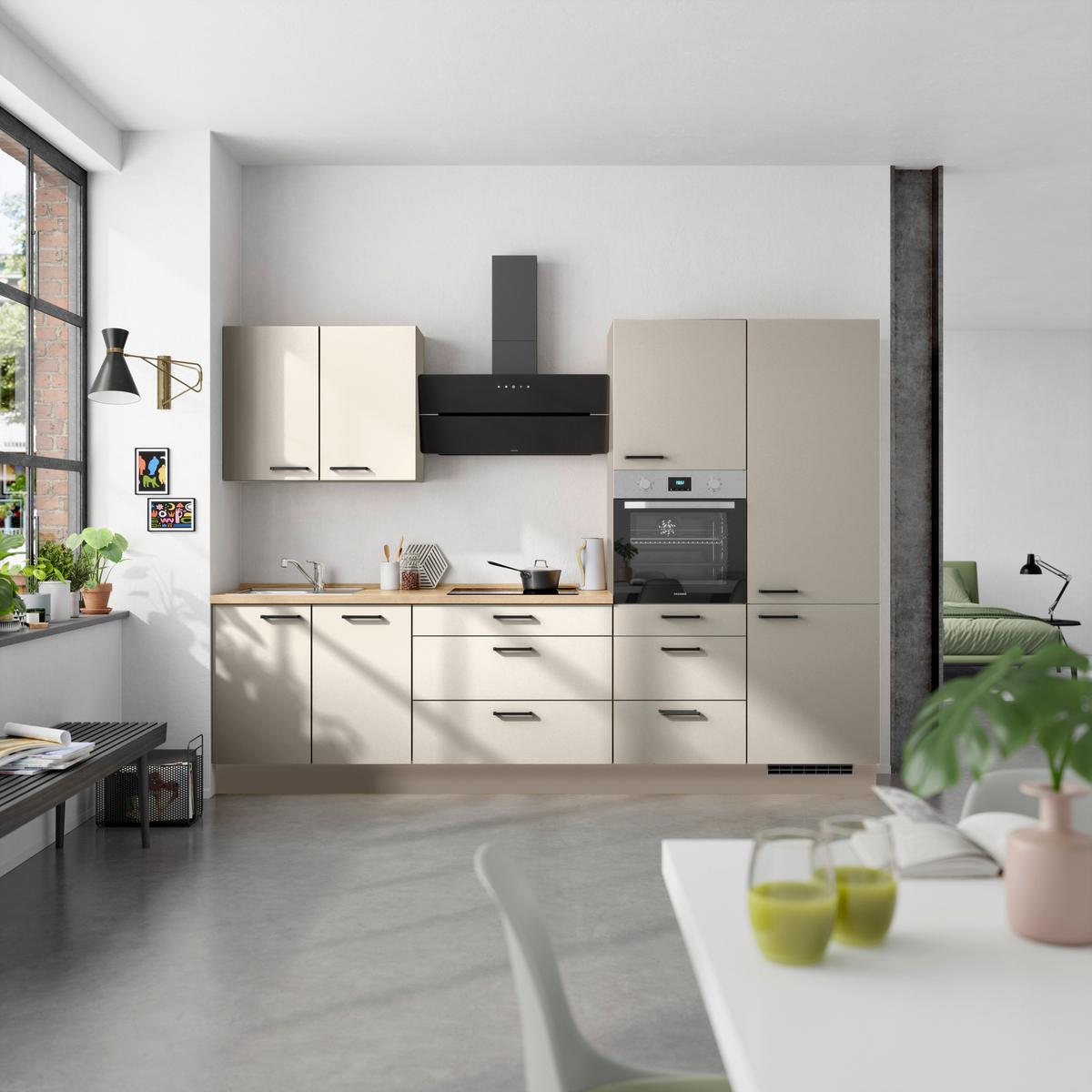 Küchenleerblock Easytouch High-Line, H4 Rechts - Sandfarben/Eichefarben, MODERN, Holzwerkstoff (300cm) - Nobilia