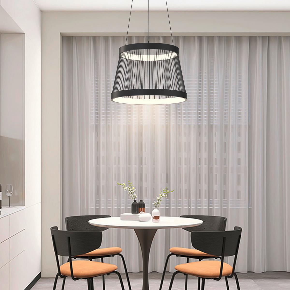 LED-Pendelleuchte Mate Schwarz L: 50 cm 40w - Schwarz, Design, Metall (50/50/150cm)