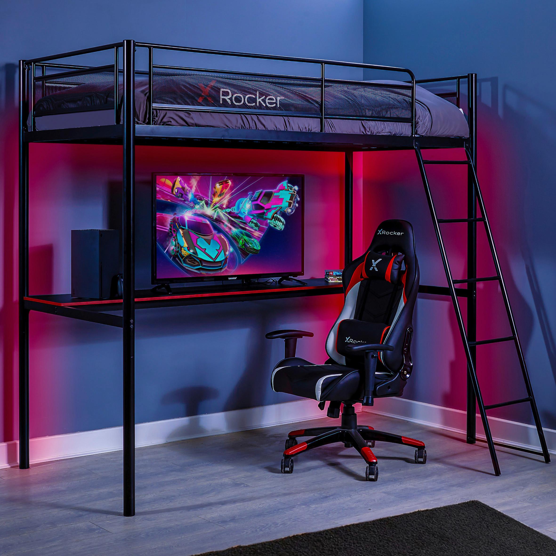 Hochbett Hq High Sleeper Gaming 90x190 Cm Schwarz - Schwarz, MODERN, Metall (90/190cm) - X Rocker