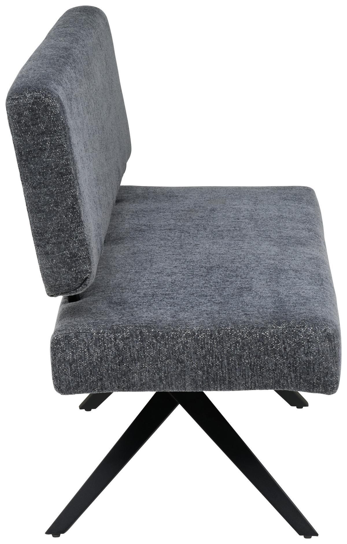 Sitzbank Chios  mit Lehne Leinenoptik Grau, B: 140 cm - Dunkelgrau/Schwarz, KONVENTIONELL, Textil/Metall (140/90/62cm) - MID.YOU