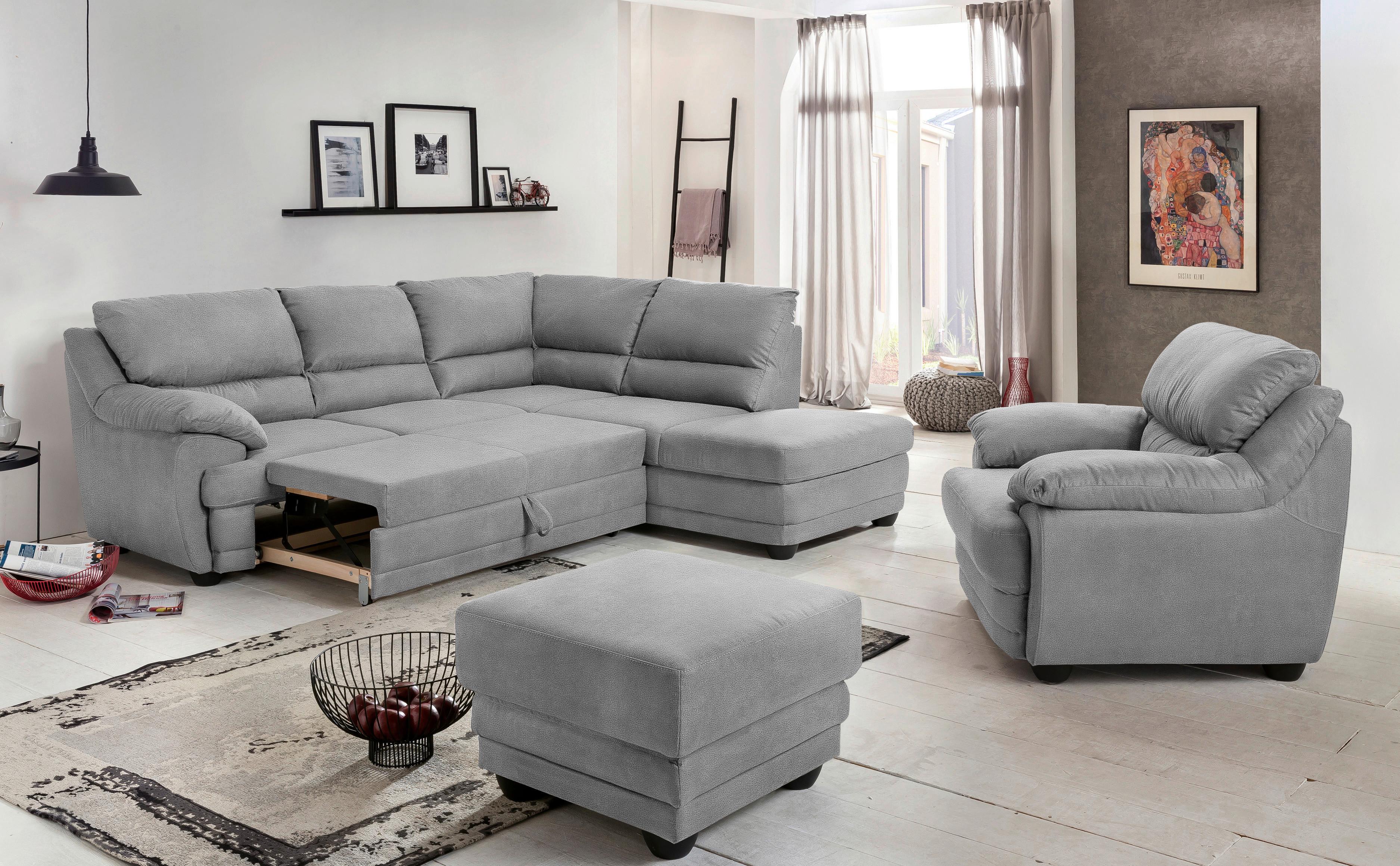 Ecksofa Mit Schlaffunktion Nebolo Grau - Schwarz/Grau, Design, Textil (245/225cm) - Livetastic