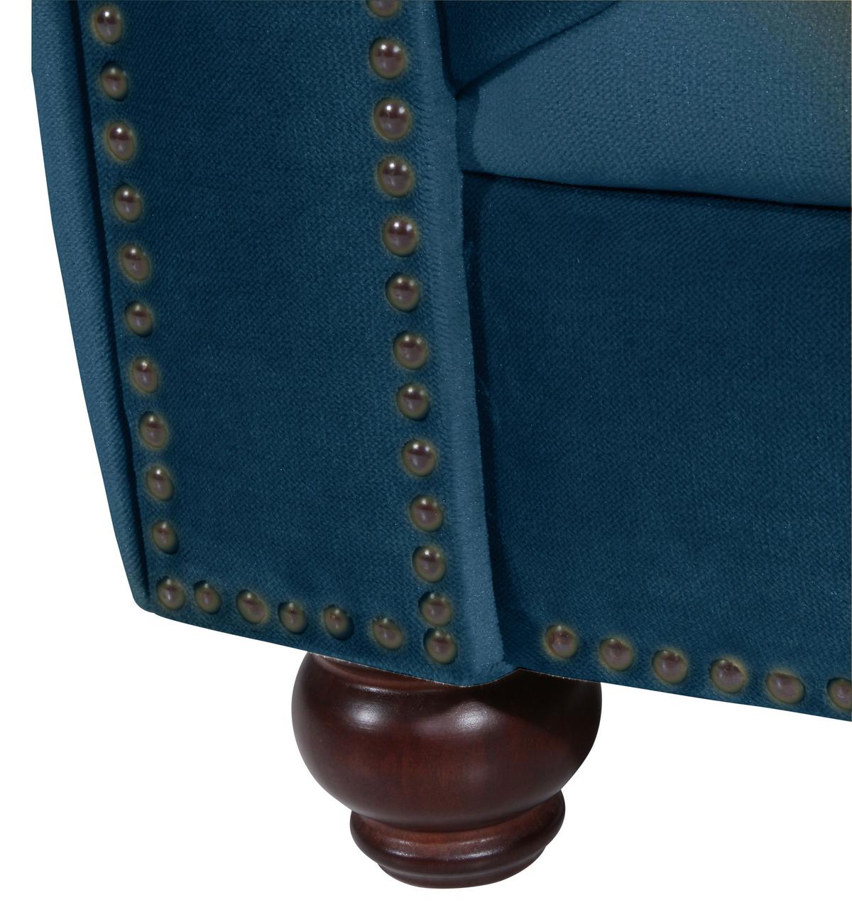 CHESTERFIELD-SOFA ORLEANS - Nussbaumfarben/Petrol, Design, Textil (216/77/100cm) - Max Winzer