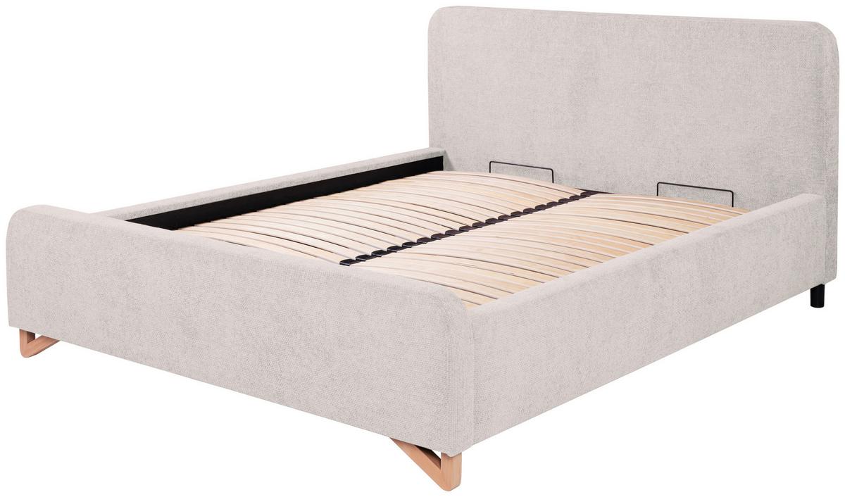Polsterbett mit Bettkasten Flamingo Perlmutt 180x200 cm - Hellbraun/Perlmutt, MODERN, Holz/Holzwerkstoff (180/200cm) - MID.YOU