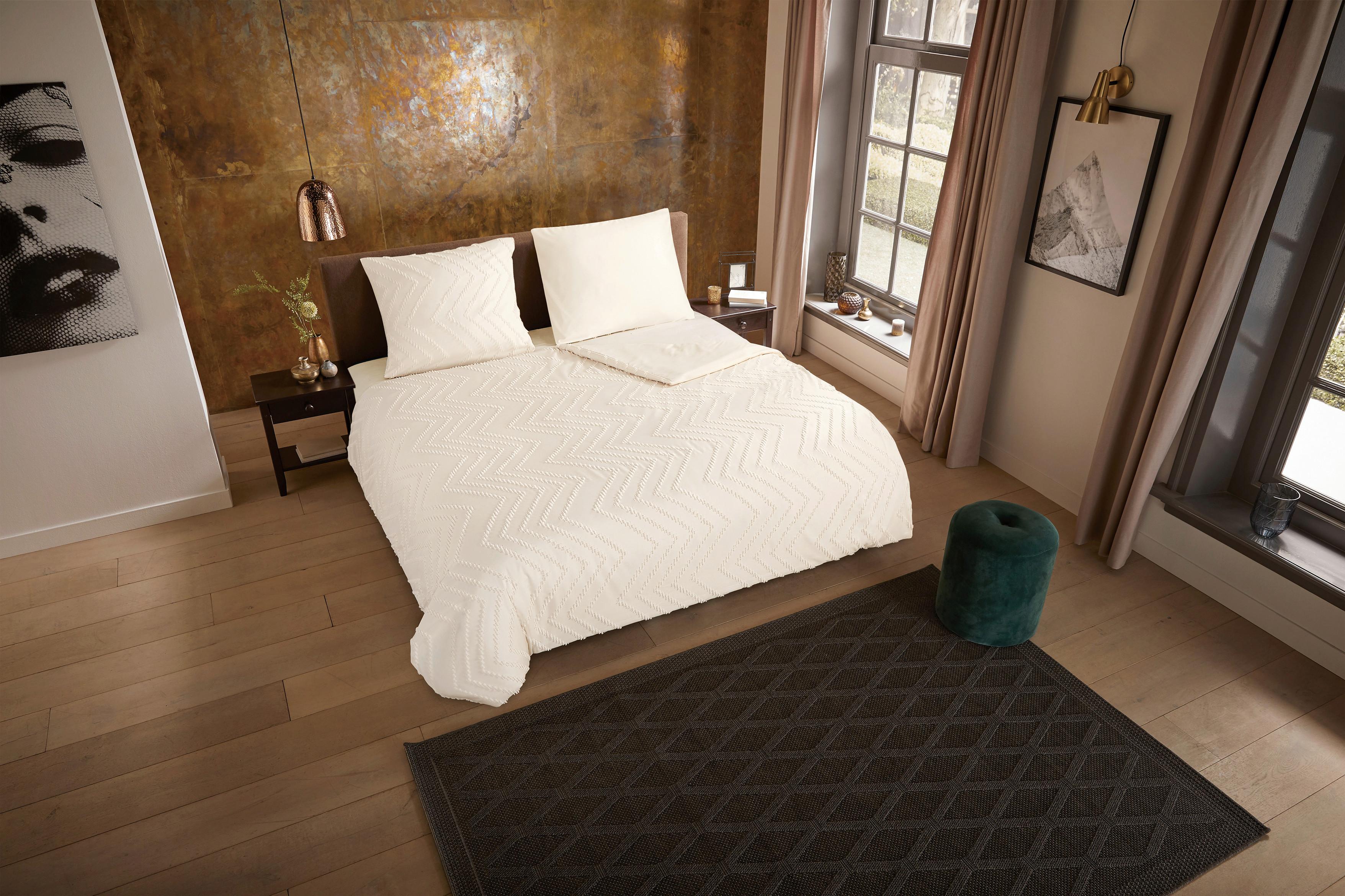 Bettwäsche Zigzag Weiß 155x220 Cm - Weiß, Basics, Textil (155/220cm)