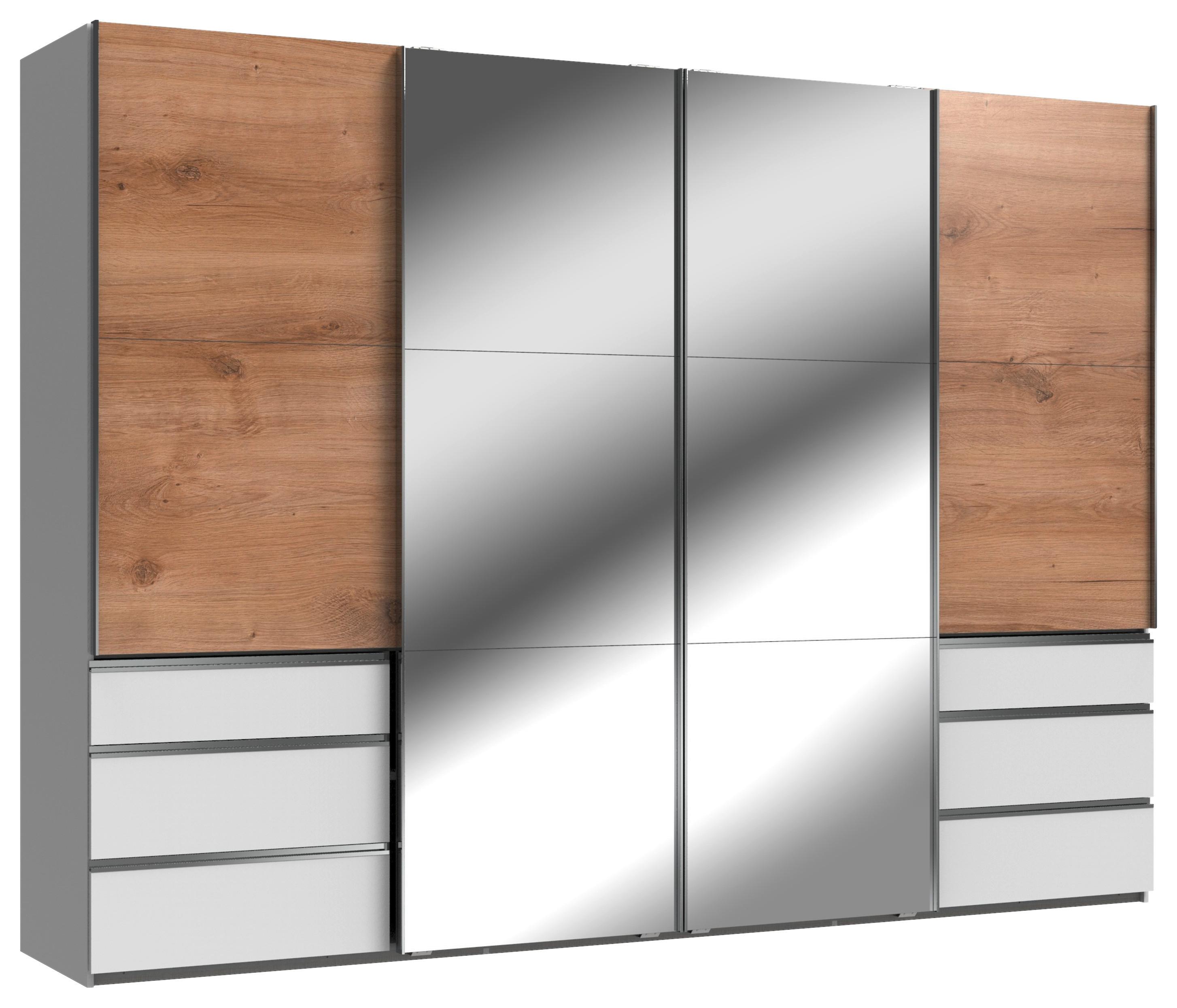 Schwebetürenschrank B: 300 Cm Level 36a Weiß/eiche Dekor - Eichefarben/Weiß, MODERN, Holzwerkstoff (300/216/65cm) - MID.YOU