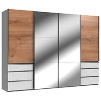 Schwebetürenschrank B: 300 Cm Level 36a Weiß/eiche Dekor - Eichefarben/Weiß, MODERN, Holzwerkstoff (300/216/65cm) - MID.YOU