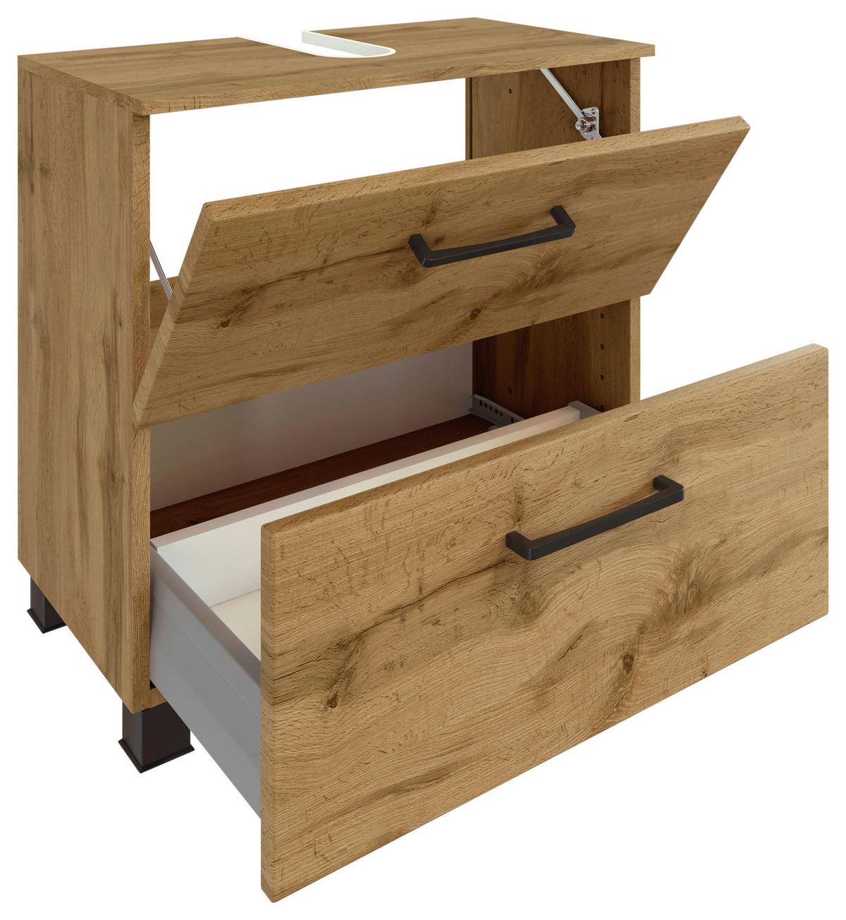 Badmöbel-Set Manchester B: 90 cm Eiche Wotan Dekor - Eichefarben, MODERN, Holzwerkstoff (90cm) - Held