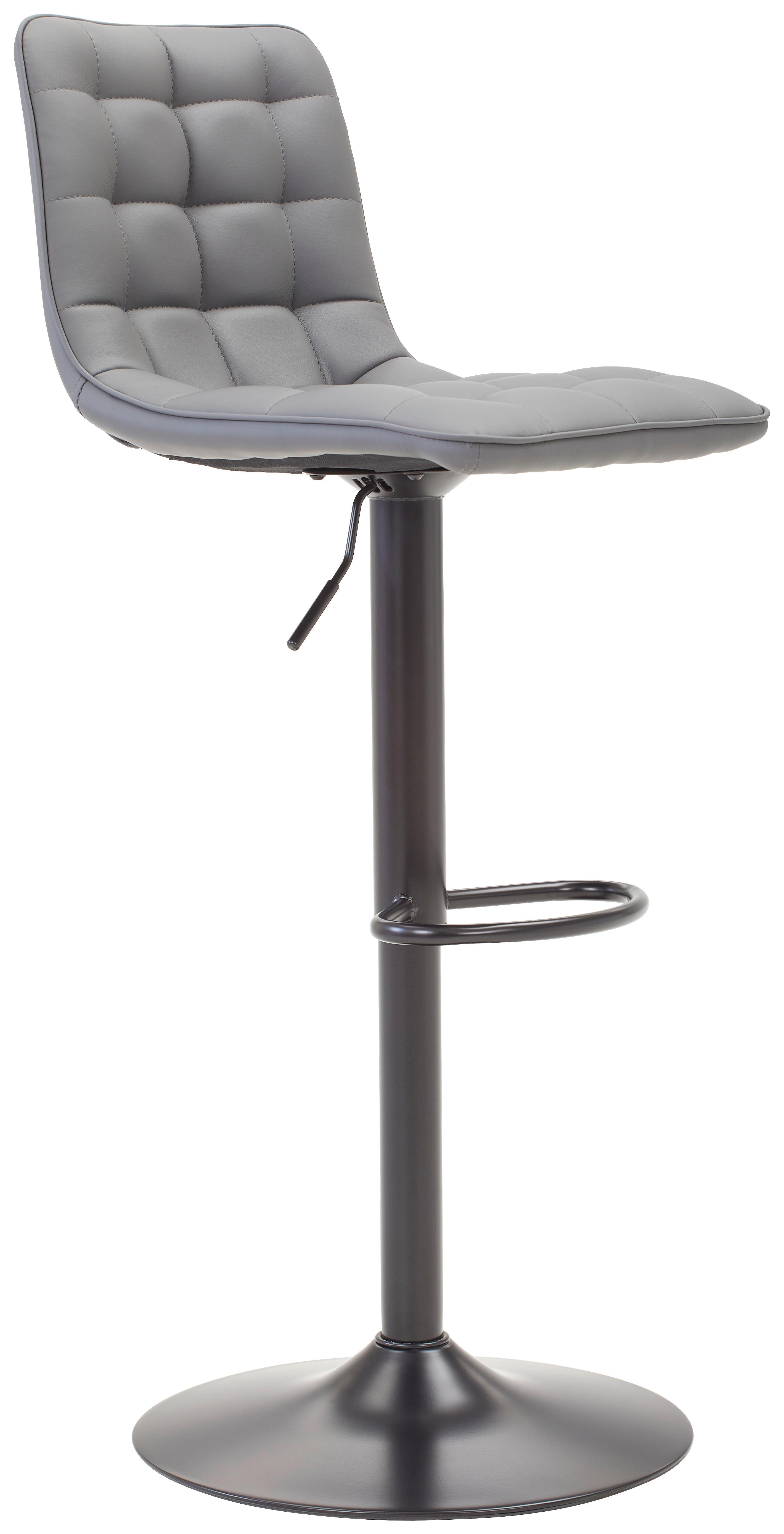 Barhocker Elias Grau höhenverstellbar, B: 42 cm - Schwarz/Grau, MODERN, Textil/Metall (42/109,5/52cm) - Livetastic