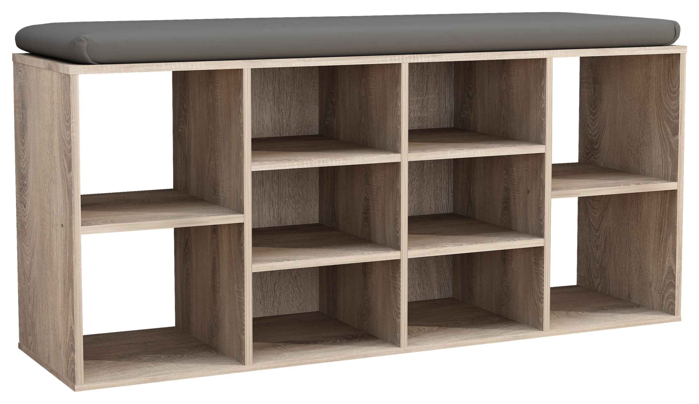Schuhbank Hinsol Sonoma Eiche, 104 cm - Anthrazit/Sonoma Eiche, Design, Holzwerkstoff/Kunststoff (104/50/30cm) - MID.YOU