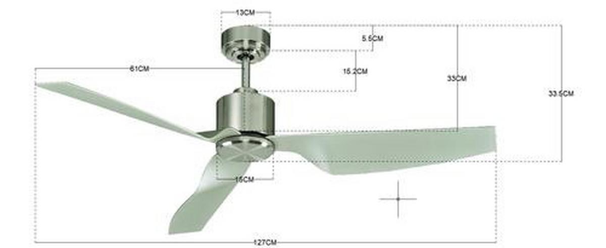 Deckenventilator Airfusion Chrom 3 Flügel, Geräuscharm - Chromfarben/Silberfarben, Basics, Kunststoff/Metall (127/33cm)