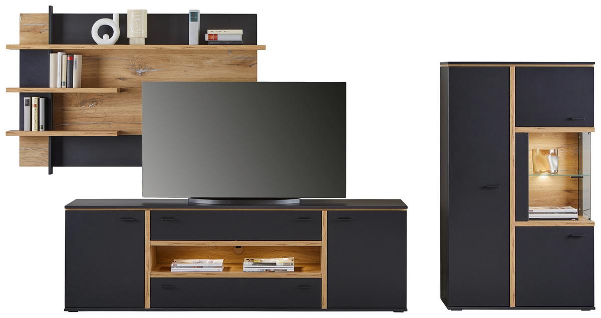 Vitrine Miron B: 86,7 cm mit Beleuchtung Massiv - MODERN, Glas/Holzwerkstoff (86,7/149/41,6cm)