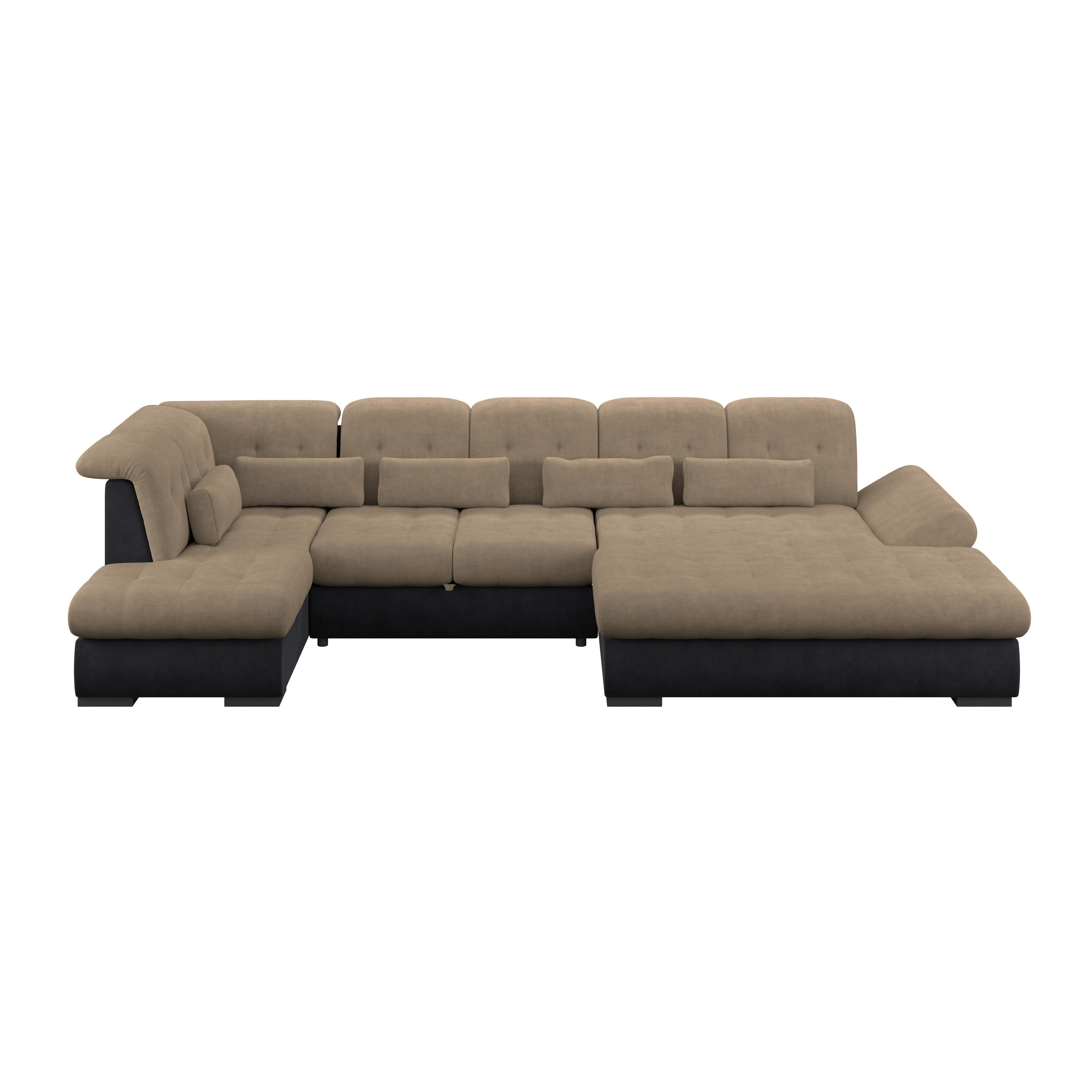 Wohnlandschaft Madera Dunkelbraun U: 212x358x190 cm - Dunkelbraun/Anthrazit, KONVENTIONELL, Kunststoff/Textil (212/358/190cm)