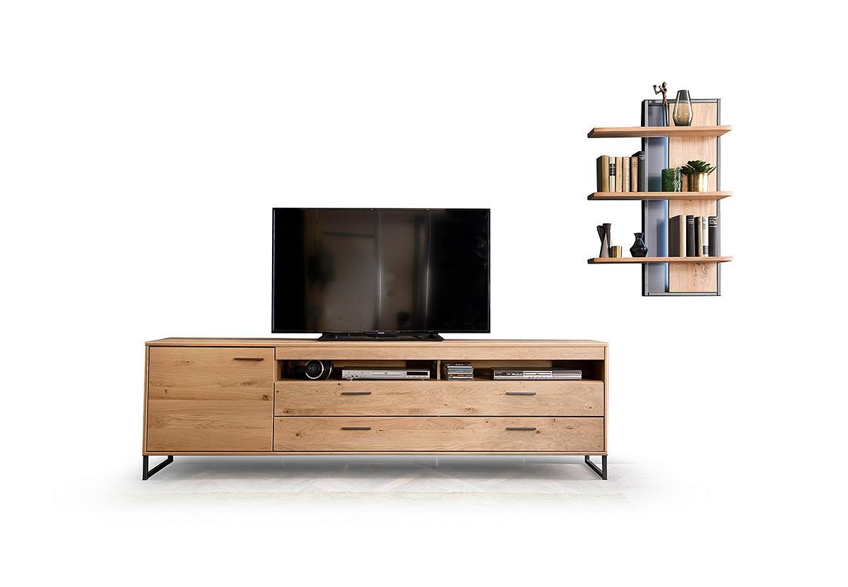 Tv-element Portland B: 224 Cm Eiche Dekor - Eichefarben/Schwarz, Design, Holz/Holzwerkstoff (224/67/50cm) - Livetastic