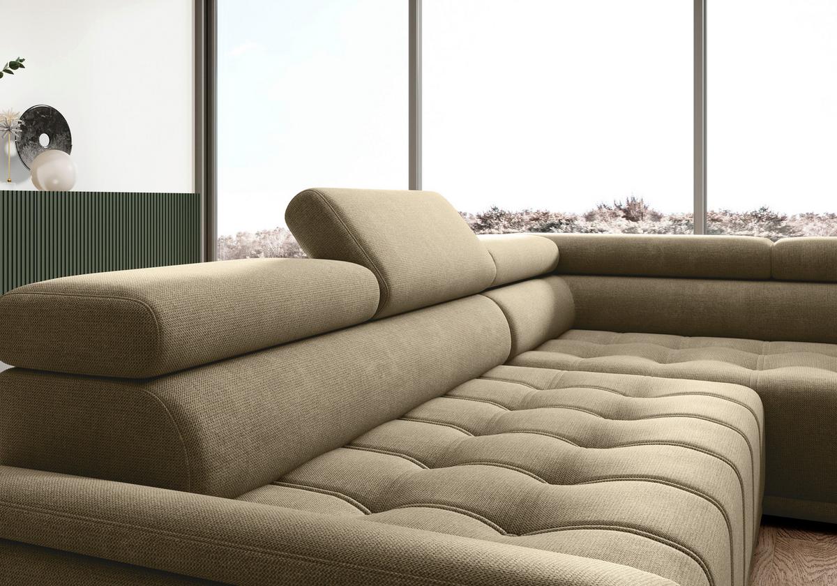 Rohová sedačka GRINALDI, pravá, sivohnedá - čierna/taupe, Modern, textil/plast (283/106cm) - Premium Living