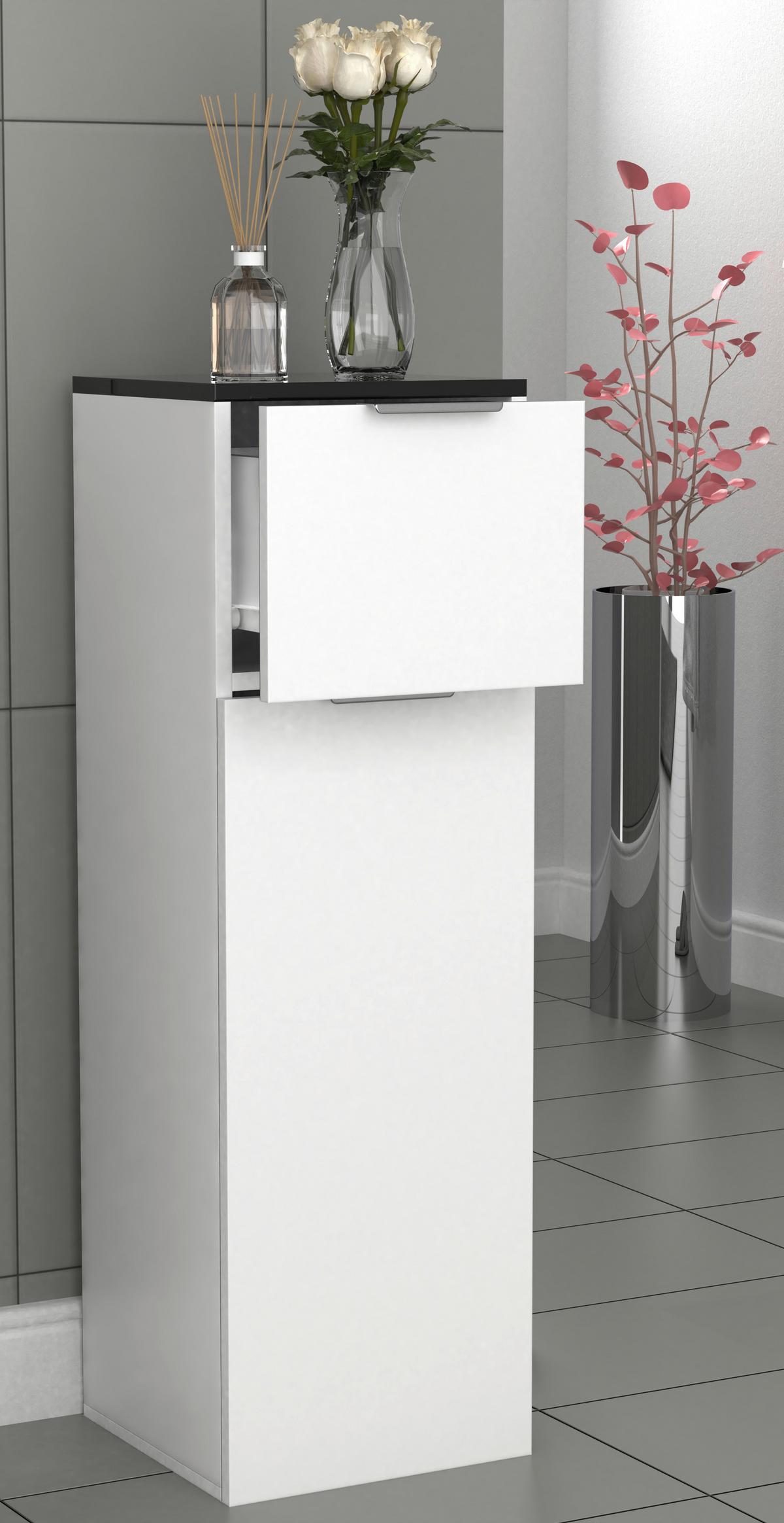 Highboard Donali Schwarz, Weiß B: 30 cm - Schwarz/Weiß, MODERN, Holzwerkstoff (30/95/30cm) - MID.YOU
