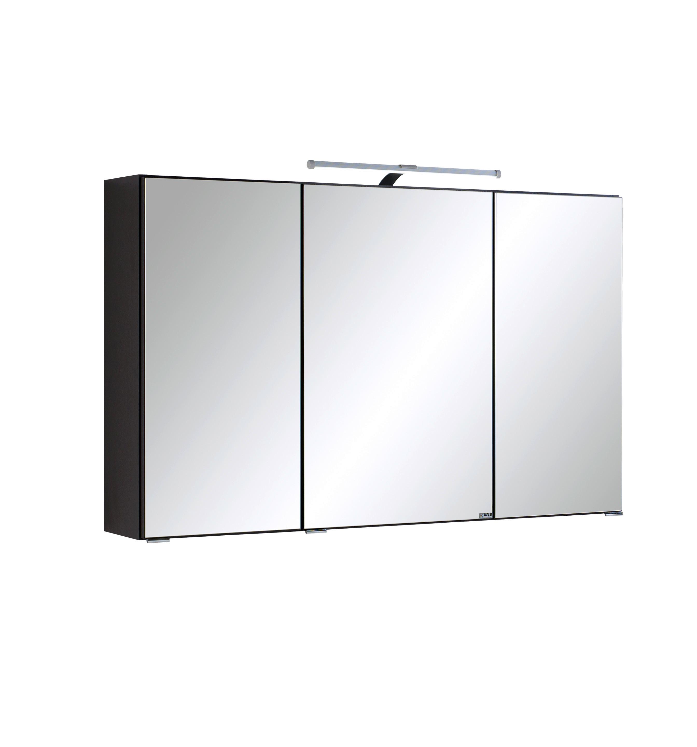 Spiegelschrank mit Türdämpfer + Led Cardiff BxHxT: 100x64x20cm - Graphitfarben, KONVENTIONELL, Glas/Holzwerkstoff (100/64/20cm) - Held