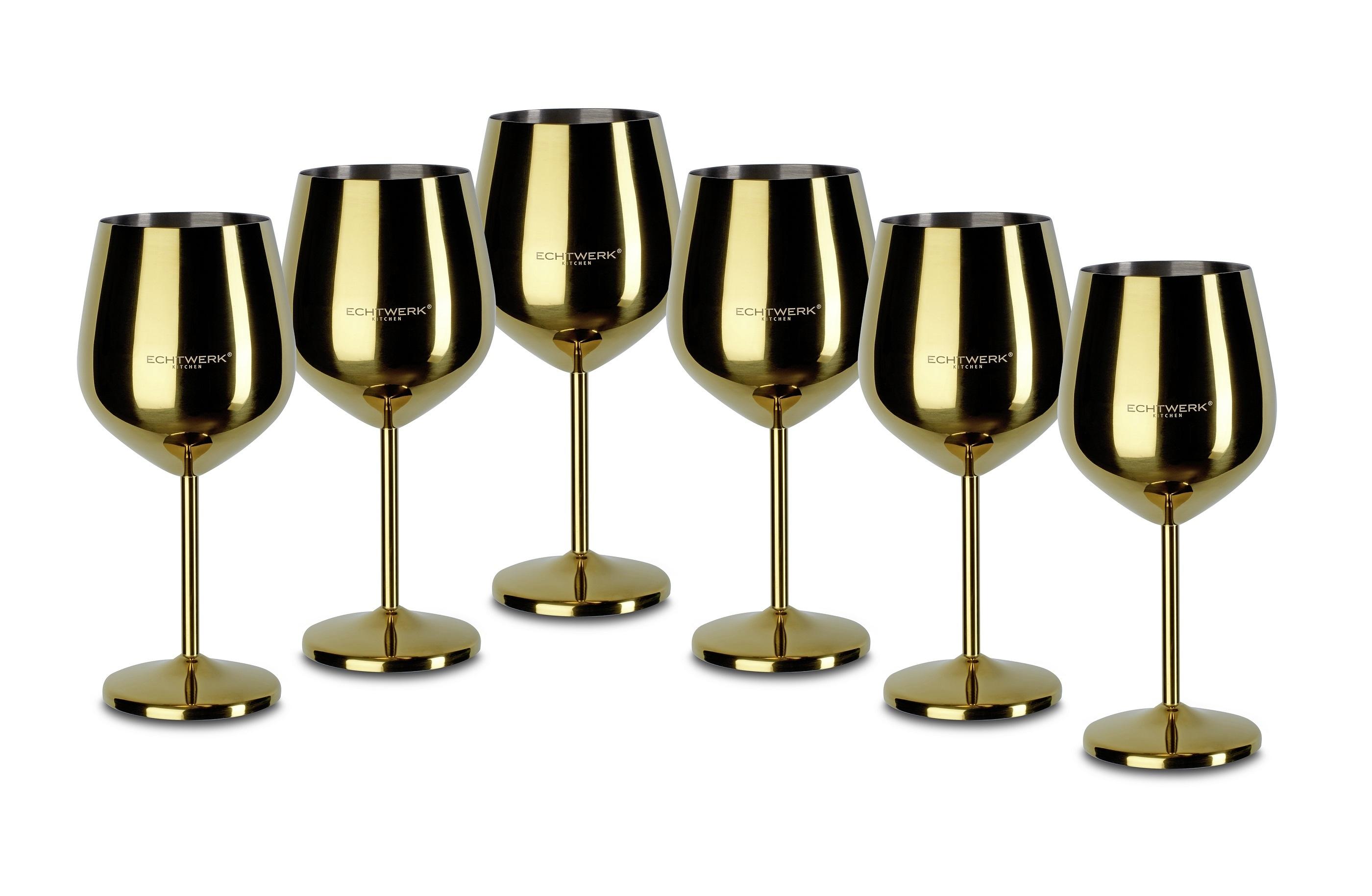 Sechs Weingläser aus Metall in Goldfarben kaufen