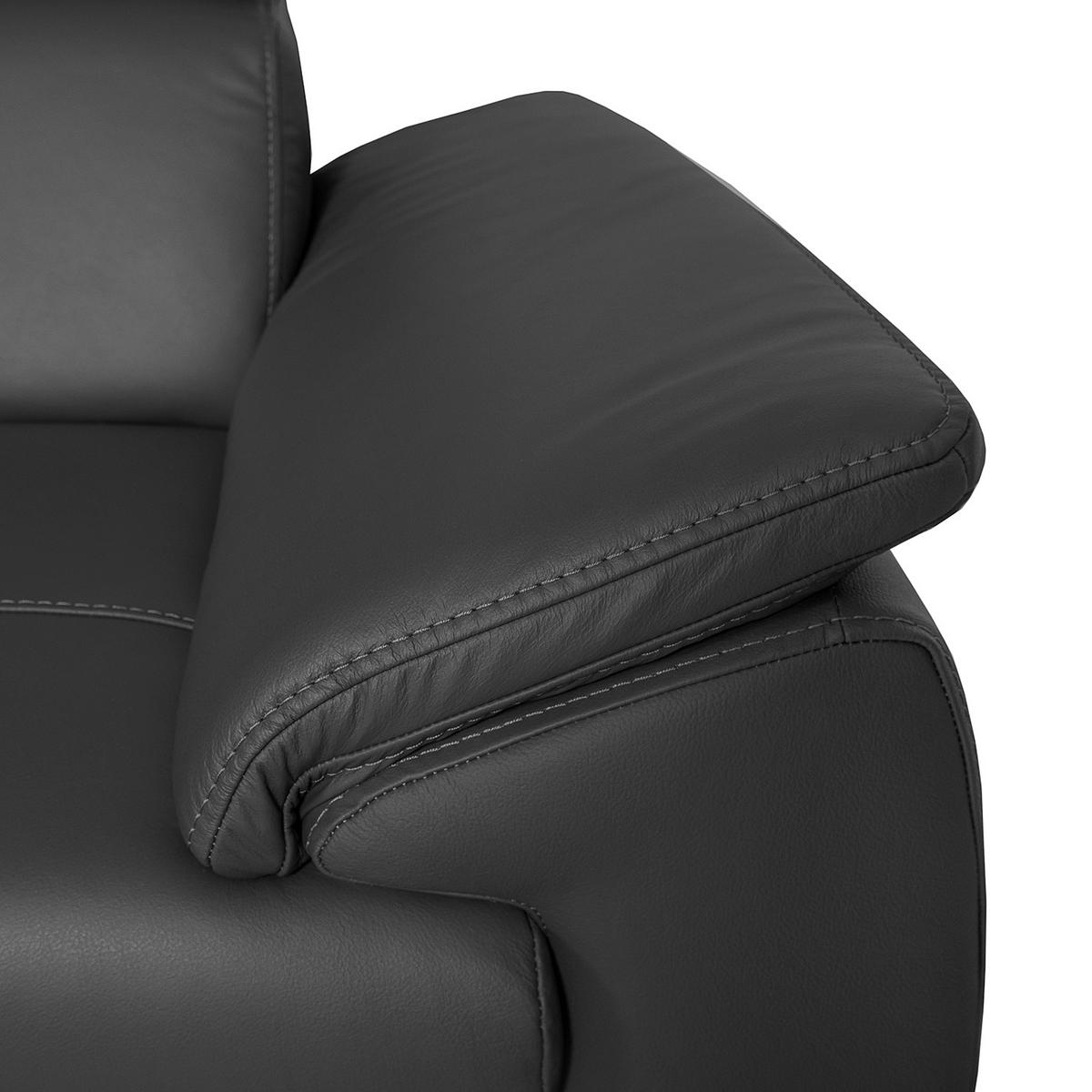 Ecksofa City Schwarz B: 265x265 cm - Wengefarben/Schwarz, Design, Leder (265/265cm) - Livetastic