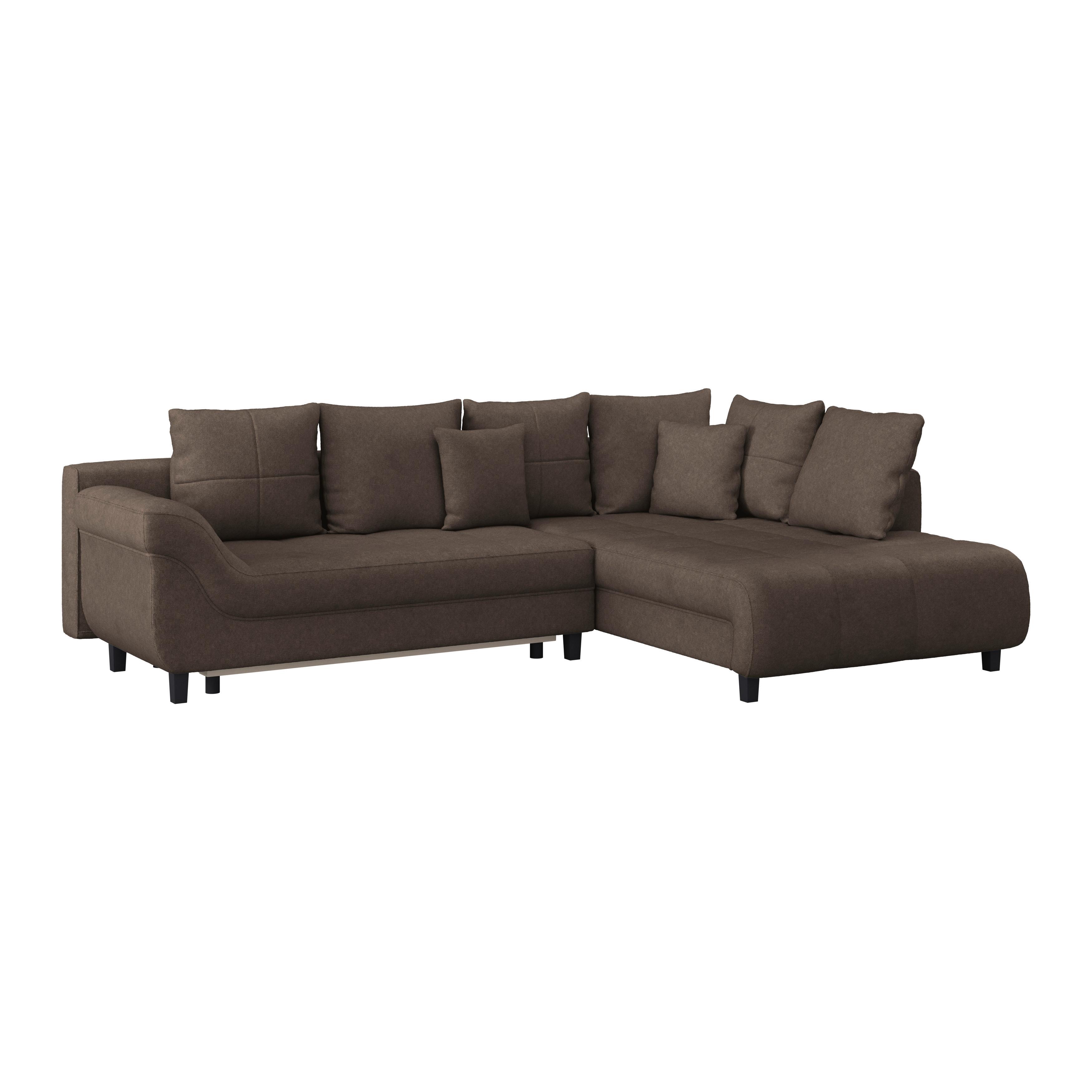 Ecksofa Mendoza - Dunkelbraun/Schwarz, Design, Textil (309/197cm) - Ondega