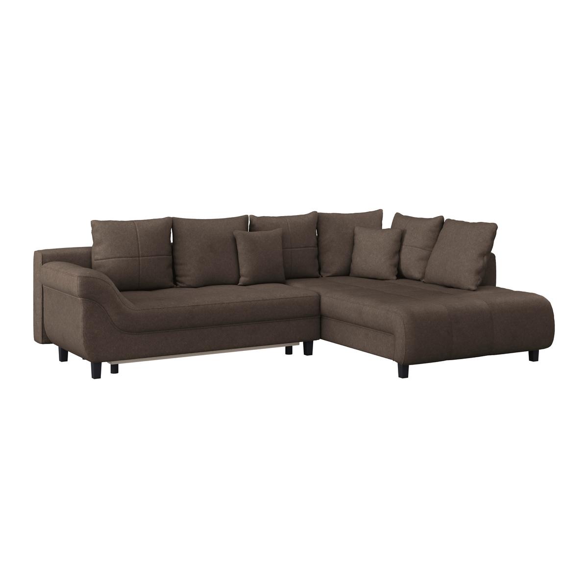 Ecksofa Mendoza - Dunkelbraun/Schwarz, Design, Textil (309/197cm) - Ondega