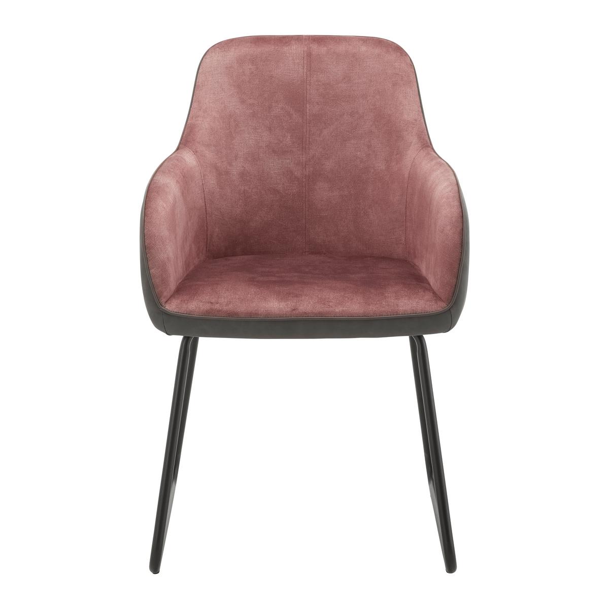 Stolička s podrúčkami DAJA ružová/tm.sivá - čierna/sivá, Modern, kov/drevo (56/85/62cm) - Bessagi Home