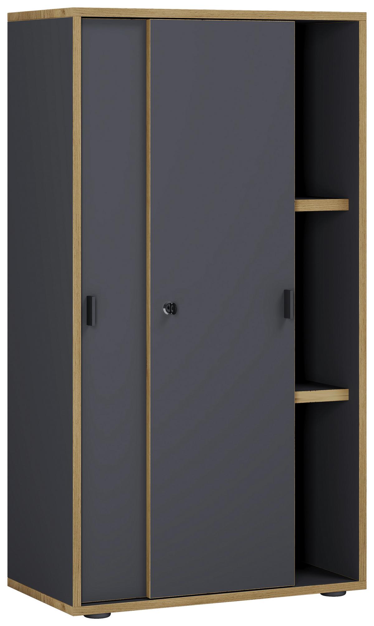 Aktenschrank Salia Anthrazit, Honigeiche B: 60 cm - Honigeiche/Anthrazit, Design, Holzwerkstoff (60/110/37cm) - MID.YOU