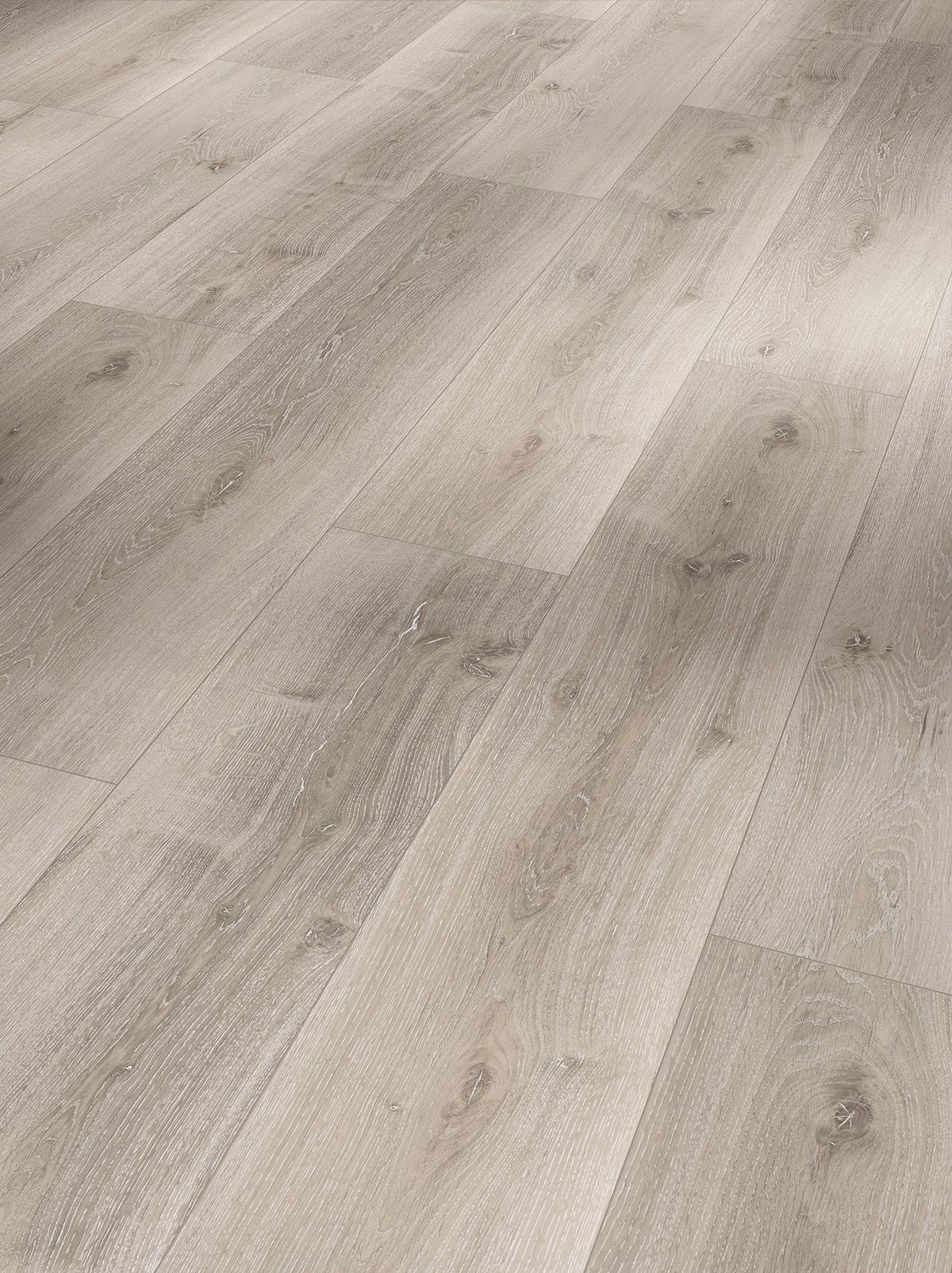 Designboden Eichefarben/weiß /hellgrau Lhd. Stärke 5,3mm - Eichefarben/Hellgrau, Basics, Kunststoff (120,9/22,5/0,53cm) - Parador