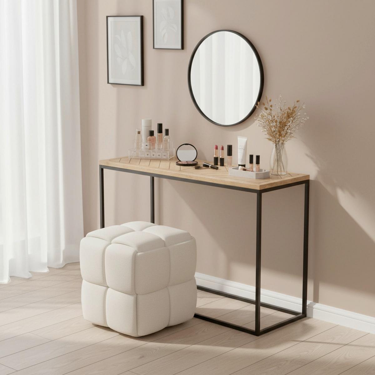 Konzolový stolek CATALINA barvy dubu - černá/barvy dubu, Moderní, kov/dřevo (120/40/76cm) - Livetastic