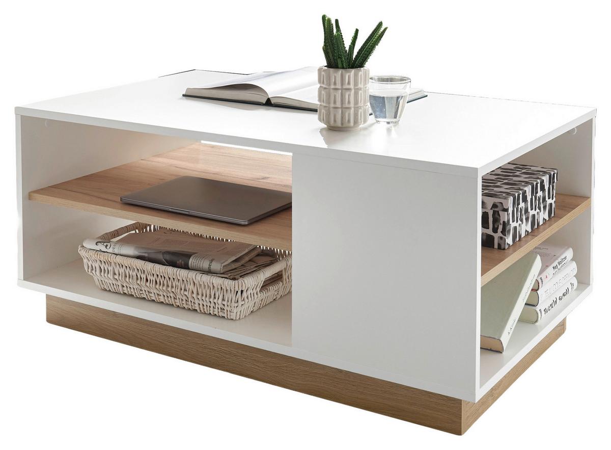 Couchtisch Clair Weiß/Eichefarben B: 100 cm - Eichefarben/Weiß, Design, Holzwerkstoff (100/46/60cm) - MID.YOU